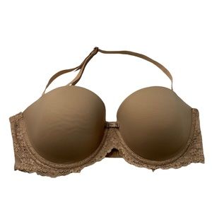Flirtitude Lace Trim Bra - Tan